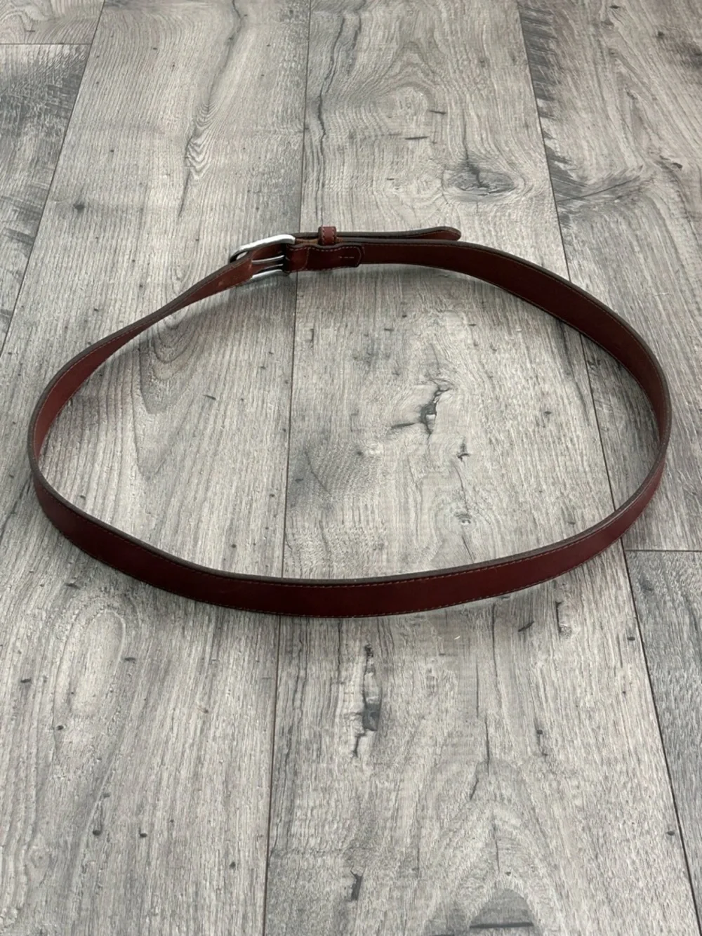 Eddie Bauer Brown Leather Belt Silver Buckle Size 40